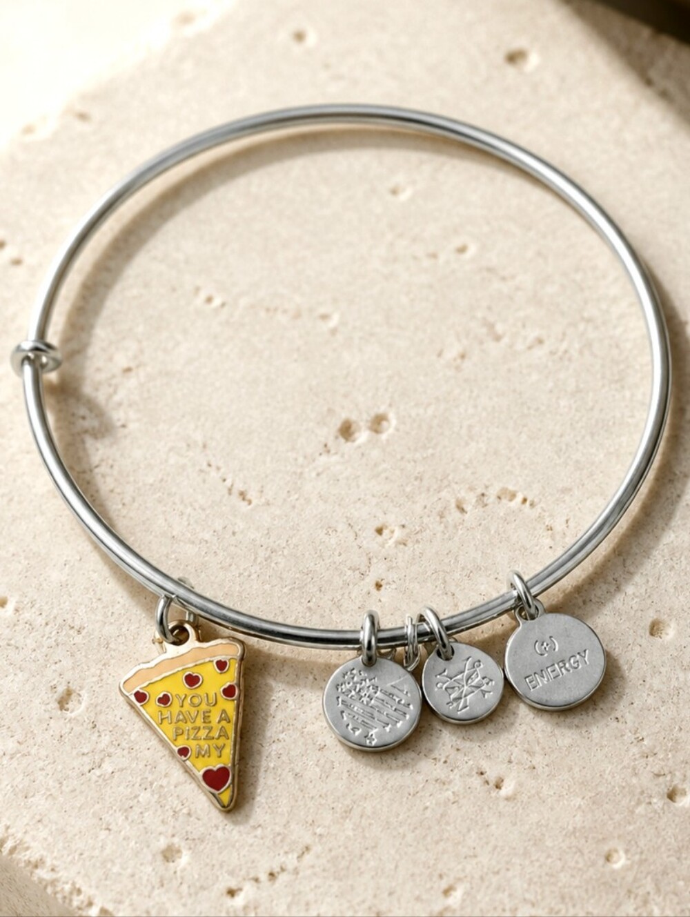 ALEX AND ANI You Have A Pizza My Heart Charm Bracelet GUC